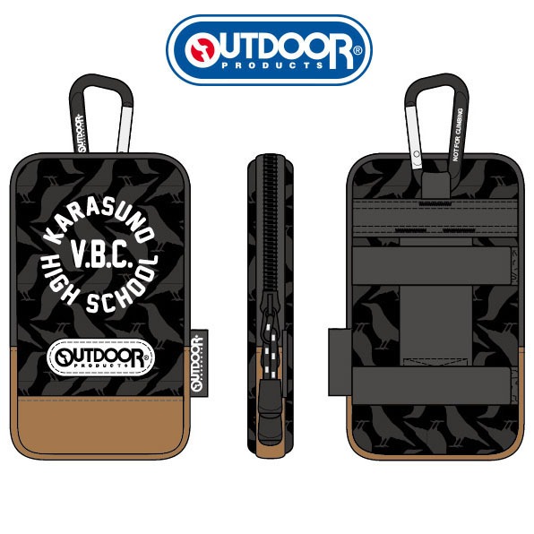 「ハイキュー!!」x「OUTDOOR PRODUCTS」コラボスマホケースカラス柄（モノ）のイメージ。(c)古舘春一／集英社・「ハイキュー!!」製作委員会・MBS