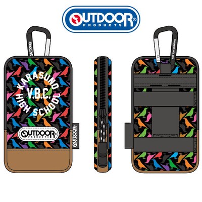 「ハイキュー!!」x「OUTDOOR PRODUCTS」コラボスマホケースカラス柄（カラー）のイメージ。(c)古舘春一／集英社・「ハイキュー!!」製作委員会・MBS