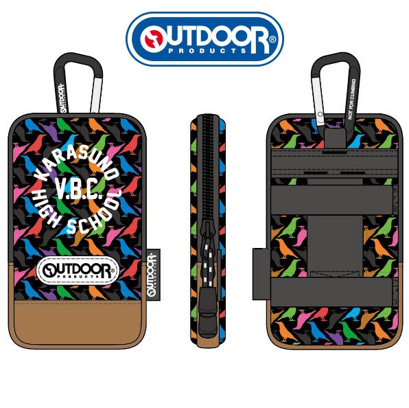 「ハイキュー!!」x「OUTDOOR PRODUCTS」コラボスマホケースカラス柄（カラー）のイメージ。(c)古舘春一／集英社・「ハイキュー!!」製作委員会・MBS