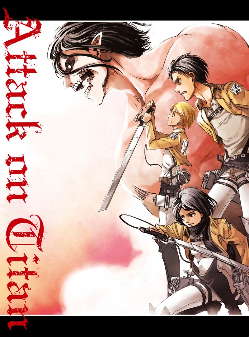 諫山創描き下ろしによる、「劇場版『進撃の巨人』前編～紅蓮の弓矢～」Blu-ray&DVD初回版の特製三方背ケース。(c)諫山創・講談社／「進撃の巨人」製作委員会