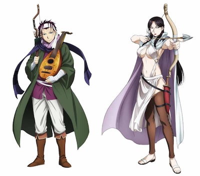 アニメ「アルスラーン戦記」より、左からギーヴ（CV：KENN）とファランギース（CV：坂本真綾）。 (c)2015 荒川弘・田中芳樹・講談社/「アルスラーン戦記」製作委員会・MBS