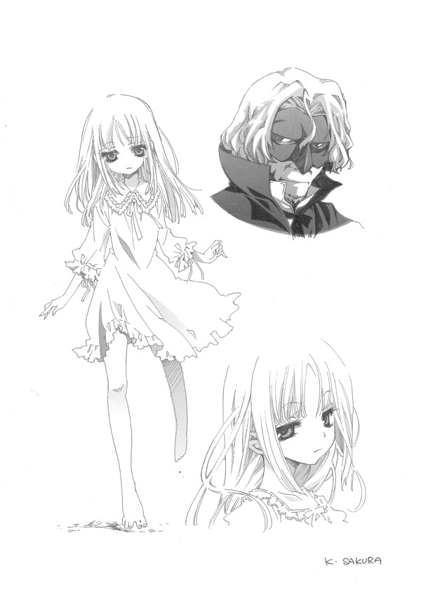 木下さくらによるコミカライズのキャラクターデザインラフ。