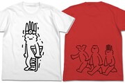 「メロンコリニスタ 松葉杖Tシャツ」のWHITEとFRENCH RED。(c)ニャロメロン (c)MICROMAGAZINE Inc.