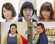 (左上から時計回りに)福田彩乃扮する中島杏子、我妻三輪子扮する安達未帆、高橋メアリージュン扮する恵美、竹内力扮する学食のオヤジ、濱田マリ扮する利太の母。(c)2015 映画「ヒロイン失格」製作委員会 (c)幸田もも子/集英社