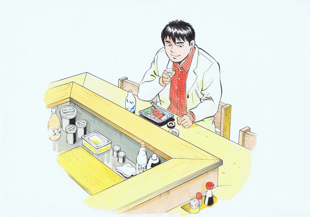 土山しげる、コの字型カウンターを構えた酒場が舞台の食マンガをWEBで