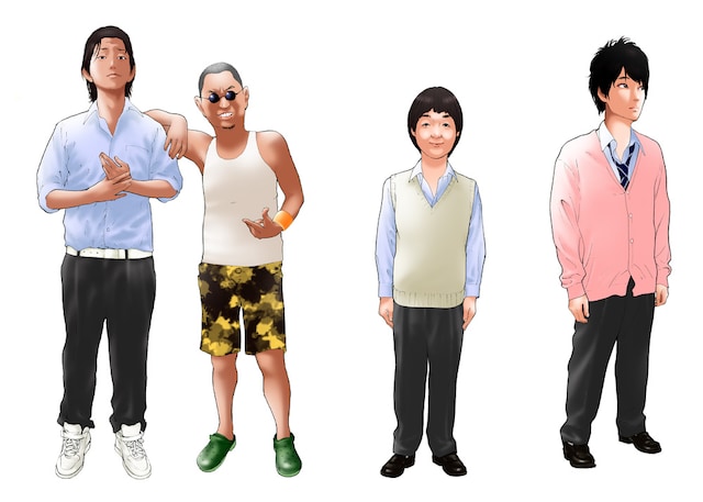 金城宗幸原作による荒木光「僕たちがやりました」扉イラスト。