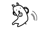 田辺誠一が描いた「腹筋を始めたかっこいい犬」。