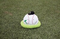 芝生の上の殺せんせー。