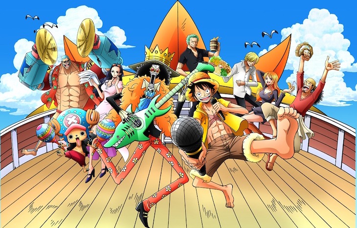 マイクを持つルフィと麦わらの一味。(c)尾田栄一郎/集英社・フジテレビ・東映アニメーション