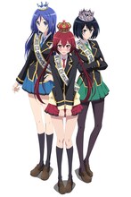 アニメ「城下町のダンデライオン」キービジュアル。左から長女・葵、三女・茜、次女・奏。(c)春日歩・芳文社／城下町のダンデライオン製作委員会