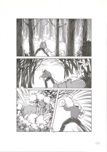 田中圭一が連続ドラマ「闇の伴走者」のため描いたマンガ「謎の漫画」の1枚。