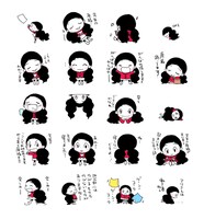 LINEスタンプ「年末進子ちゃん」の一部。