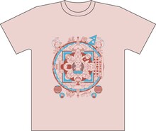 須藤真澄のイラストTシャツ「マンダーラ」ライトピンク