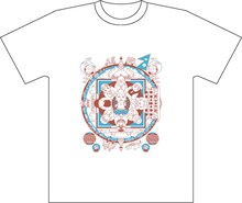 須藤真澄のイラストTシャツ「マンダーラ」ホワイト。