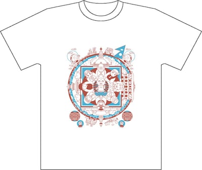 須藤真澄のイラストTシャツ「マンダーラ」ホワイト。