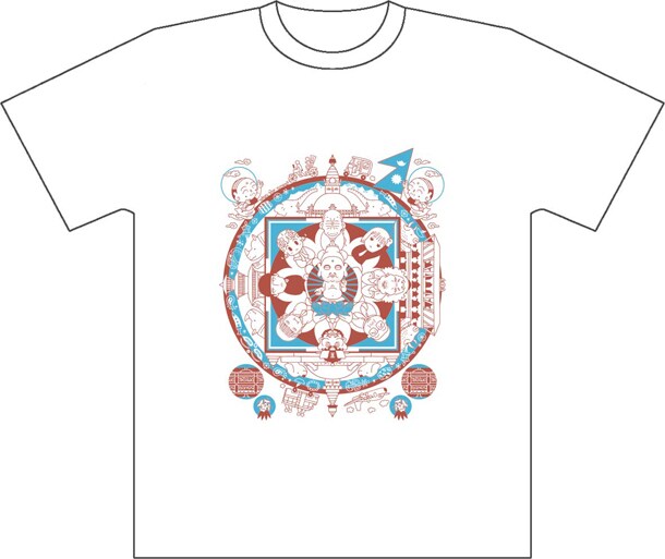 須藤真澄のイラストTシャツ「マンダーラ」ホワイト。