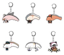 「曇天に笑う」と「KIRIMIちゃん.」コラボグッズのアクリルキーホルダー。(c)唐々煙／マッグガーデン・「曇天に笑う」製作委員会 (c)2013, 2015 SANRIO CO., LTD.