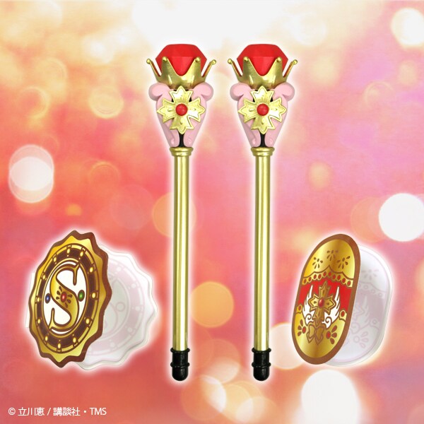 セイントイリュージョンステッキ型のペンと、付箋がセットになったアイテム。(c)立川恵/講談社・TMS