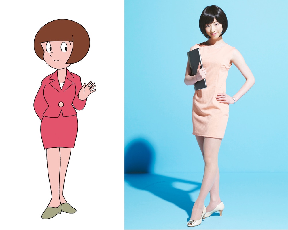 白羽ゆり演じるよし子先生。ひろしが通っていた中学校の先生。美人でナイスバディで親切で昔から町の人気者。煮え切らない梅さんにあきれている。 (c)吉沢やすみ/オフィス安井