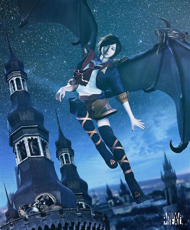 「テンプリズム」とANIMAREALがコラボしたCGビジュアル。ニキに扮するのはコスプレイヤー・るしゃ。