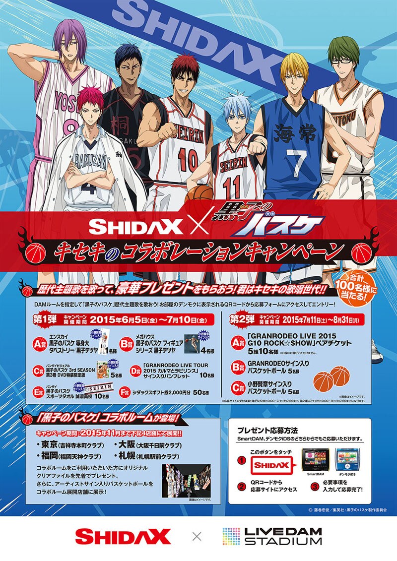 「SHIDAX×黒子のバスケ キセキのコラボキャンペーン」のポスター。