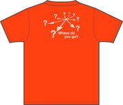 「方向音痴」Tシャツのカリフォルニアオレンジ。バックデザイン。