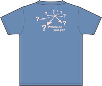 「方向音痴」Tシャツのサックスカラー。バックデザイン。