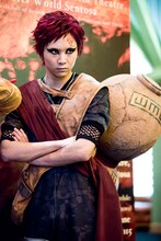 我愛羅役の須賀健太。(c)岸本斉史 スコット/集英社 (c)ライブ・スペクタクル「NARUTO-ナルト-」製作委員会 2015　撮影：Nicole Quek