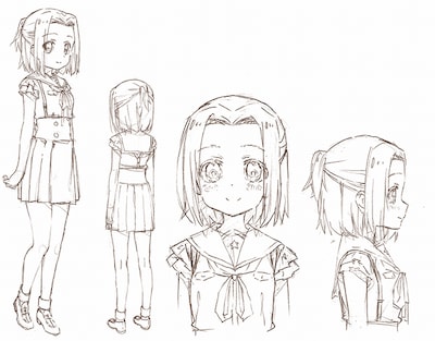 けい（祠堂圭）の設定画。(c) Nitroplus/海法紀光・千葉サドル・芳文社/がっこうぐらし！製作委員会