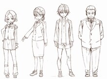 市立巡ヶ丘学院高校の生徒や教員たちの設定画。(c) Nitroplus/海法紀光・千葉サドル・芳文社/がっこうぐらし！製作委員会