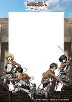 コスプレをして写真撮影ができるデジタルフォトスタジオに、期間限定で登場するオリジナルフレームの1種。(c)諫山創・講談社/「進撃の巨人」製作委員会