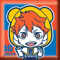 H賞「スクエア缶バッジ」の1種。（セットA）(c)古舘春一／集英社・「ハイキュー!!」製作委員会・MBS BE@RBRICK TM & (c)2001-2015 MEDICOM TOY CORPORATION. All rights reserved.