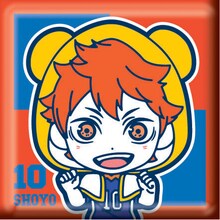 H賞「スクエア缶バッジ」の1種。（セットA）(c)古舘春一／集英社・「ハイキュー!!」製作委員会・MBS BE@RBRICK TM & (c)2001-2015 MEDICOM TOY CORPORATION. All rights reserved.