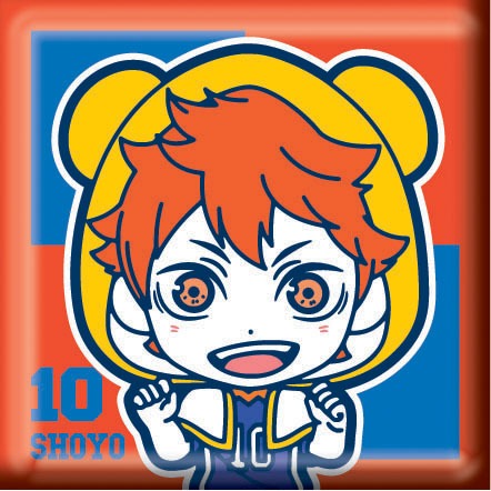 H賞「スクエア缶バッジ」の1種。（セットA）(c)古舘春一／集英社・「ハイキュー!!」製作委員会・MBS BE@RBRICK TM & (c)2001-2015 MEDICOM TOY CORPORATION. All rights reserved.