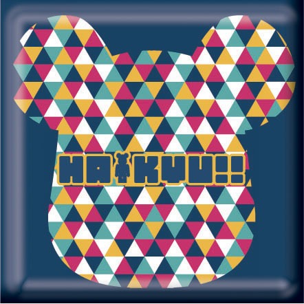 H賞「スクエア缶バッジ」の1種。（セットB）(c)古舘春一／集英社・「ハイキュー!!」製作委員会・MBS BE@RBRICK TM & (c)2001-2015 MEDICOM TOY CORPORATION. All rights reserved.