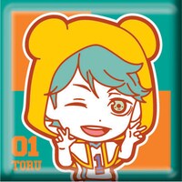 H賞「スクエア缶バッジ」の1種。（セットC）(c)古舘春一／集英社・「ハイキュー!!」製作委員会・MBS BE@RBRICK TM & (c)2001-2015 MEDICOM TOY CORPORATION. All rights reserved.