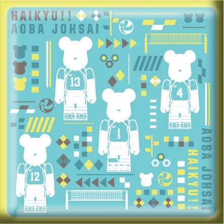 H賞「スクエア缶バッジ」の1種。（セットD）(c)古舘春一／集英社・「ハイキュー!!」製作委員会・MBS BE@RBRICK TM & (c)2001-2015 MEDICOM TOY CORPORATION. All rights reserved.