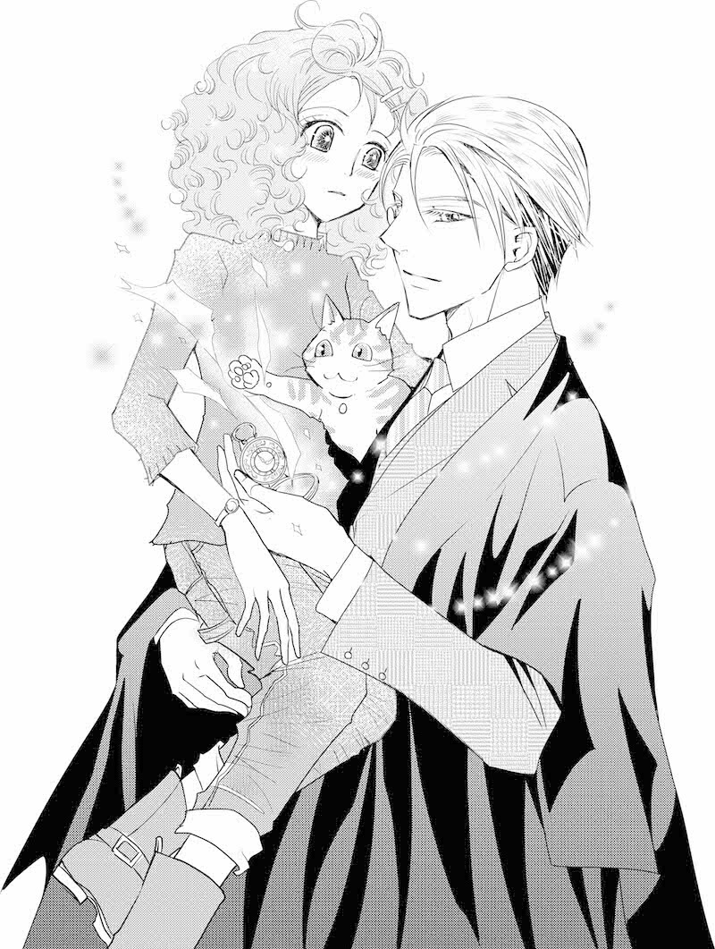 「アンと教授の歴史時計」のイラスト。