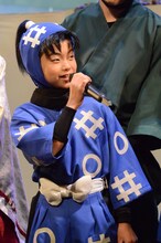 摂津のきり丸役の細川晴太。(c)ミュージカル「忍たま乱太郎」製作委員会