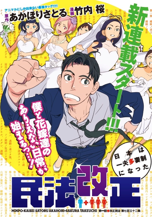 「民法改正～日本は一夫多妻制になった～」扉ページ(c)あかほりさとる・竹内桜／白泉社