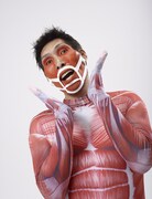 超大型巨人に扮した篠原信一。(c)2015 映画「進撃の巨人」製作委員会 (c)諫山創／講談社