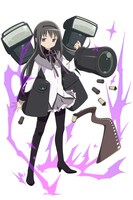 デジタル一眼レフカメラの家電少女となった暁美ほむら。魔法少女の姿に撮影の機能が付加されている。写真は高画質で、夜の撮影も綺麗におさめることが出来る。特に時を止めて撮影する写真は、肉眼ではとらえる事の出来ない活き活きとした様子を見事に切り取ることが出来る。盾の中にズームや魚眼など取り換え用レンズを入れている。(c)Aniplex Mobile