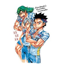 「弱虫ペダル メモリアルカラーTシャツ 泉田&黒田&銅橋」にプリントされたイラスト。