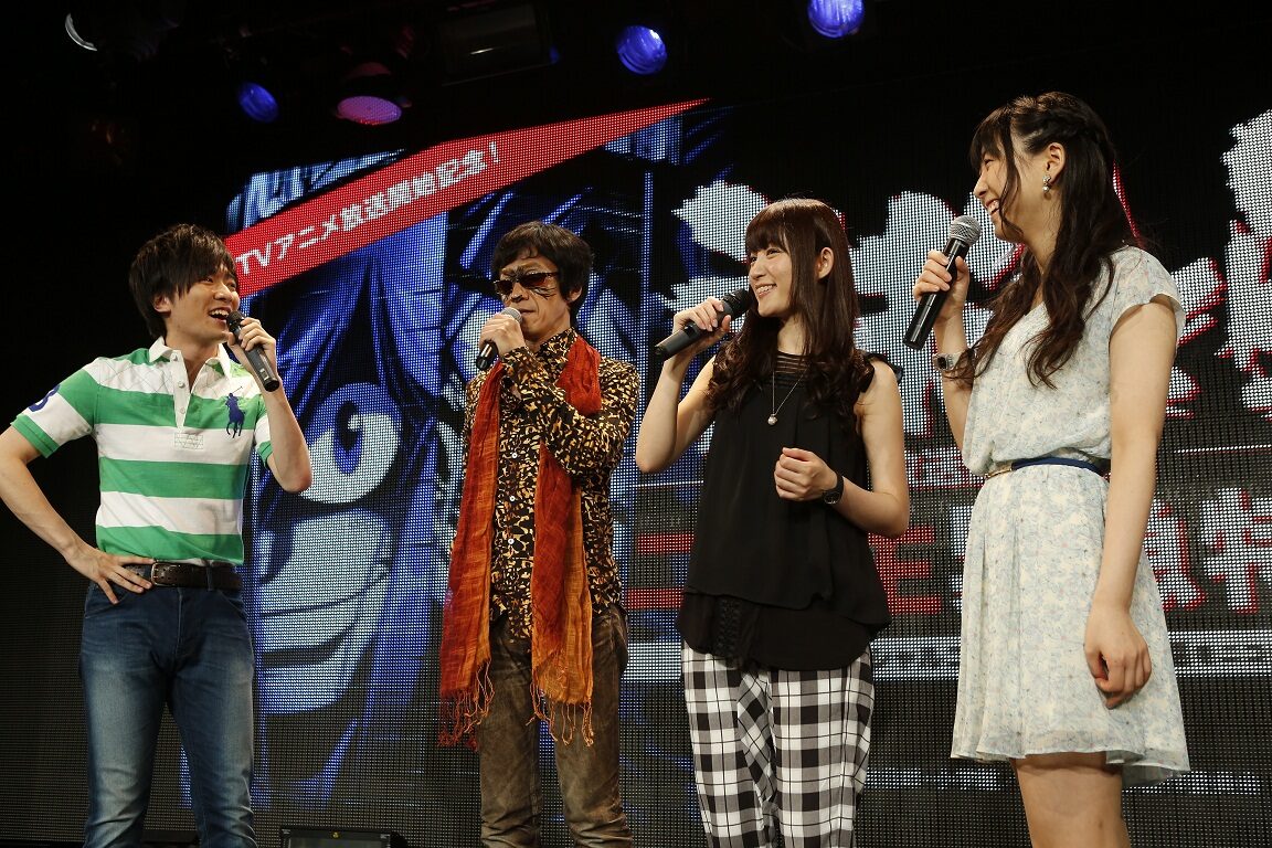 イベントの様子 左から畠中祐 蒼月潮役 小山力也 とら役 小松未可子 中村麻子役 安野希世乃 井上真由子役 藤田和日郎もサプライズで登場 うしおととら 放送直前ニコ生で大感謝 画像 動画ギャラリー 2 7 コミックナタリー