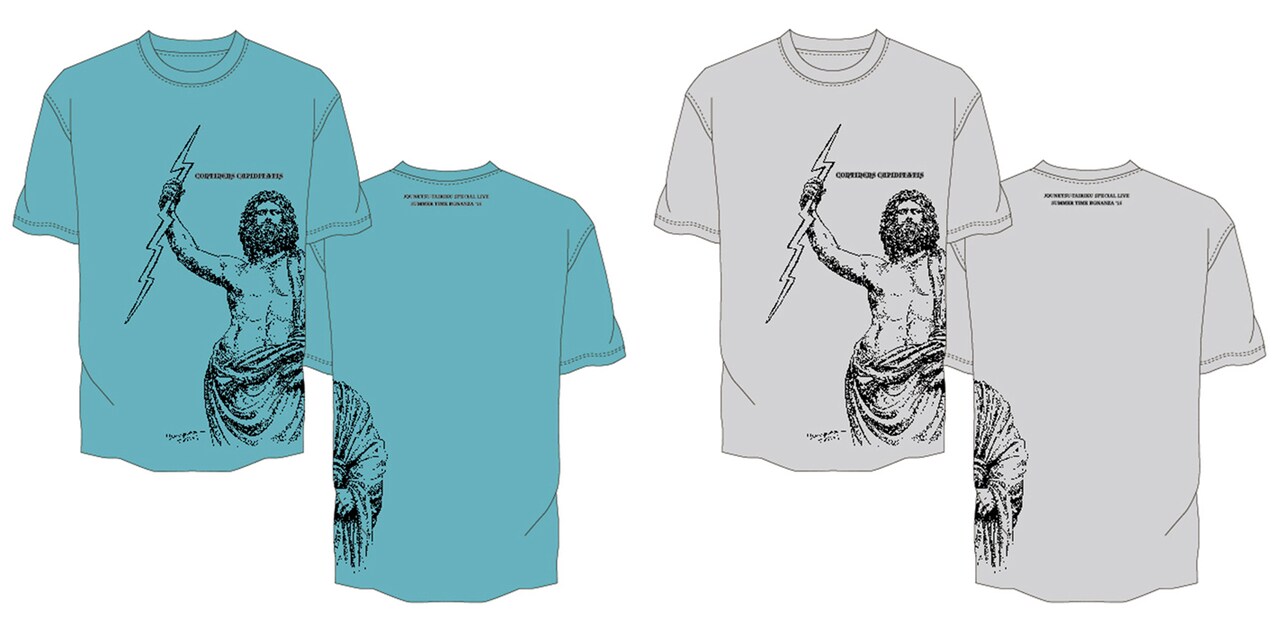 ヤマザキマリデザインによるTシャツ。「情熱大陸 SPECIAL LIVE SUMMER TIME BONANZA'15」にて復刻販売される。