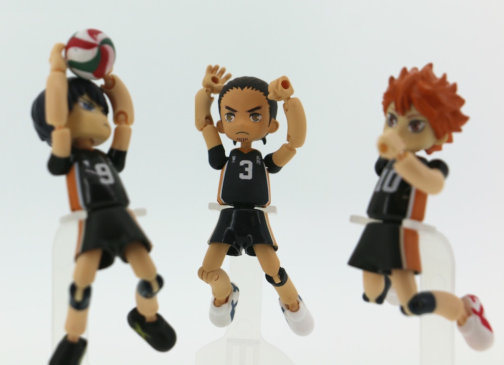 「躍動素体プレイギュア feat.ハイキュー!!」のディスプレイ例。 (c)古舘春一/集英社・「ハイキュー!!セカンドシーズン」製作委員会・MBS (c)TOMY