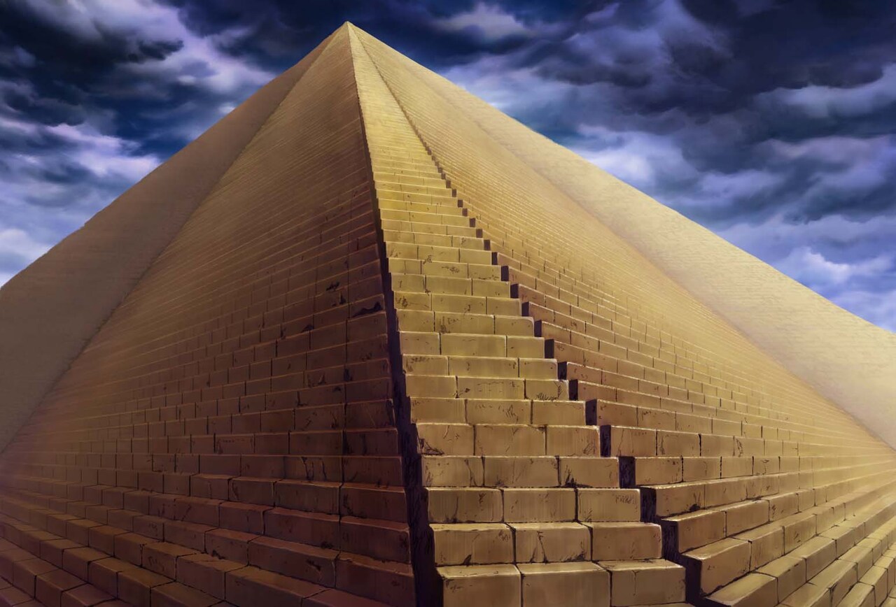 アニメ「北斗の拳 イチゴ味」公式サイトのキービジュアルとして描かれた聖帝十字陵。(c)武論尊・原哲夫／NSP1983，(c)イチゴ味2015(c)行徒妹・河田雄志 2013, (c)武論尊・原哲夫/NSP 1983