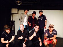 「龍帝－DRAGON EMPEROR－」イベントの様子。前列左から巻来功士、御茶漬海苔、市原剛、平松伸二。後列左から熊沢陸斗、大葉健二、渡洋史。