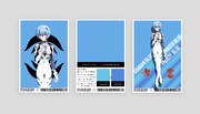 「アヤナミブルー AYANAMI BLUE」購入者にプレゼントされるカード。左がJ-COLOUR用、右がアクリルガッシュ用。(c)カラー