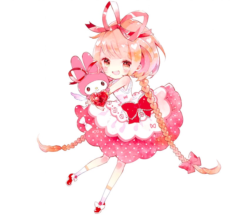 しめ子が手がけたコラボイラスト。「おさえきれない恋心を、まっすぐ伝える素直な女のコ」をイメージ。(c)1976,2015 SANRIO CO.,LTD. (c)しめ子／講談社